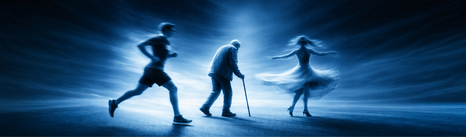 People moving in different ways, illustrating the role of biokinetics in improving movement, rehabilitation, and overall health.