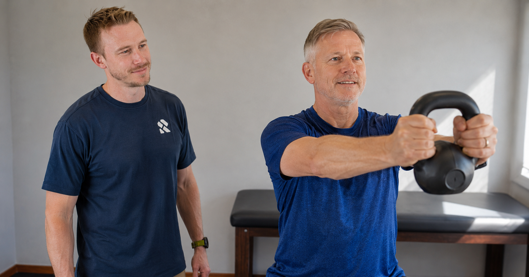 Biokineticist conducting a clinical assessment with a sports injury patient at Faber & De Jager Biokineticists