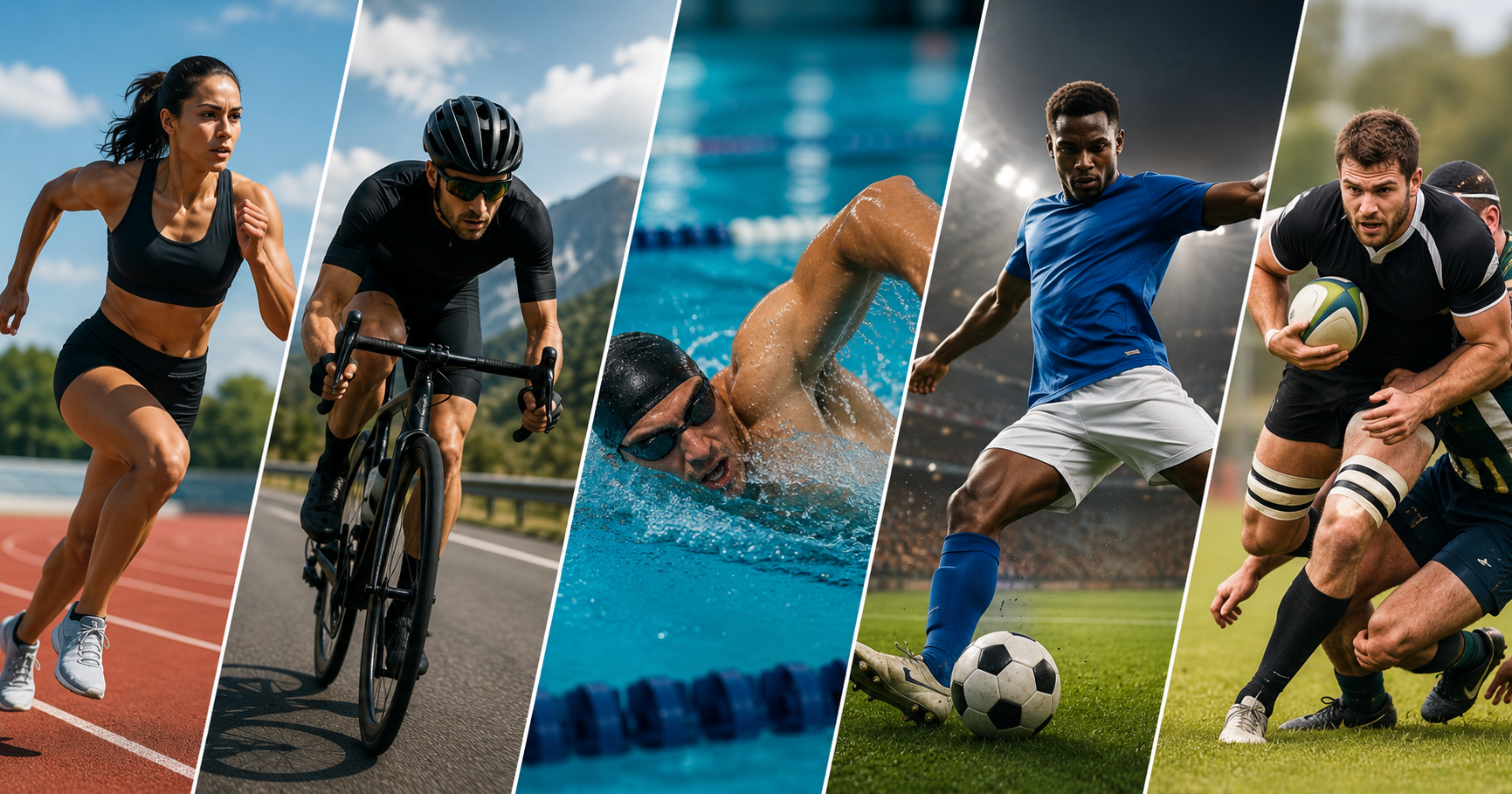 Athletes from different sports including running, cycling and football, all benefiting from sport-specific biokinetics rehabilitation