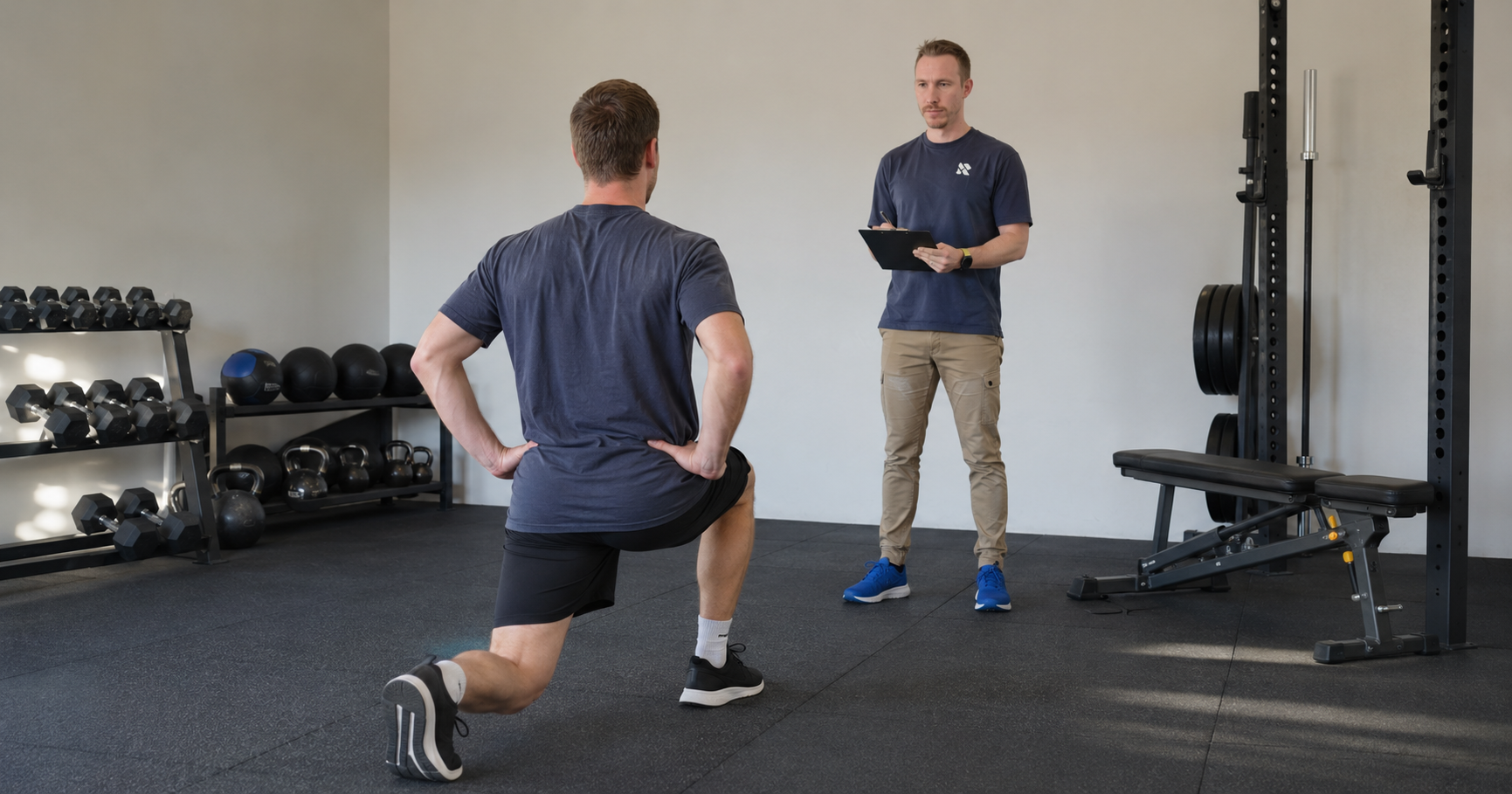 Patient performing a prescribed rehabilitation exercise under the supervision of a registered biokineticist at Faber & De Jager